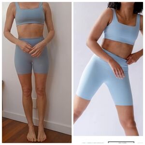 Gf Collective Eggshell Blue Ribbed SET, Xs Top, S Bottom Worn 1ce